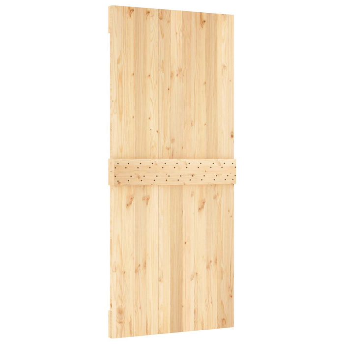 Ușă glisantă Natural și Alb 90 x 210 cm Lemn de Pin Solid WALTI