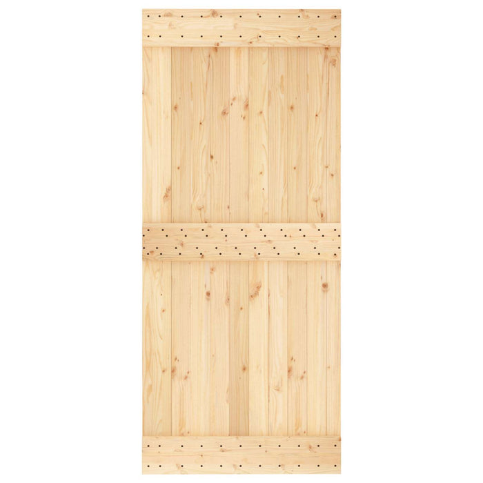 Ușă glisantă Natural și Alb 90 x 210 cm Lemn de Pin Solid WALTI