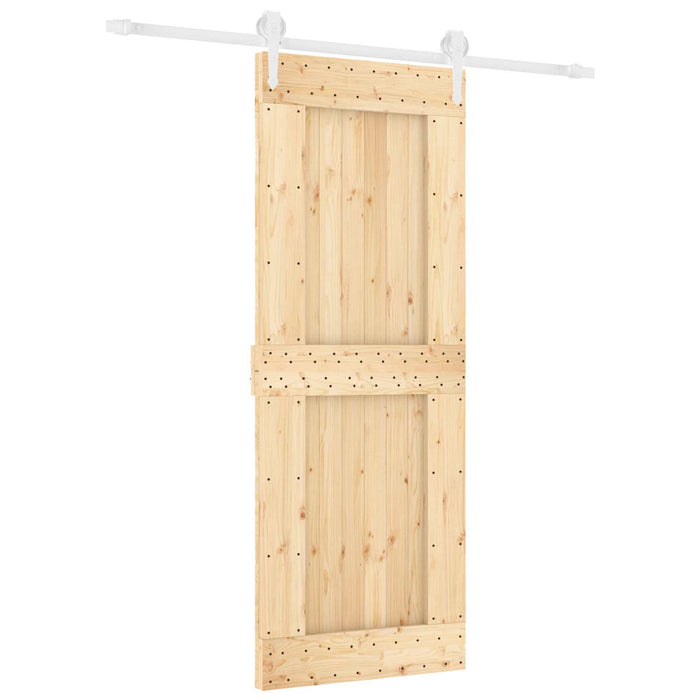Ușă glisantă Natural și Alb 80 x 210 cm Lemn de Pin Solid WALTI