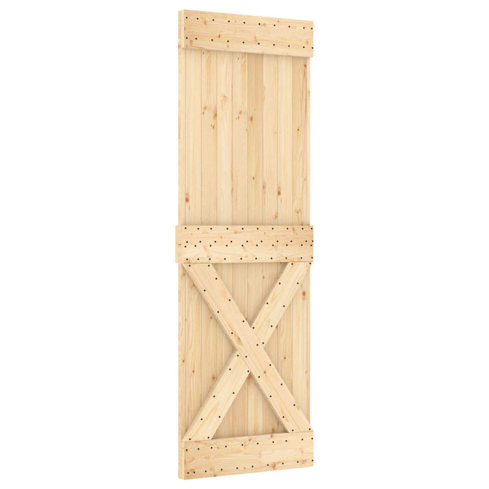 Ușă glisantă Natural și Alb 70 x 210 cm Lemn de Pin Solid WALTI