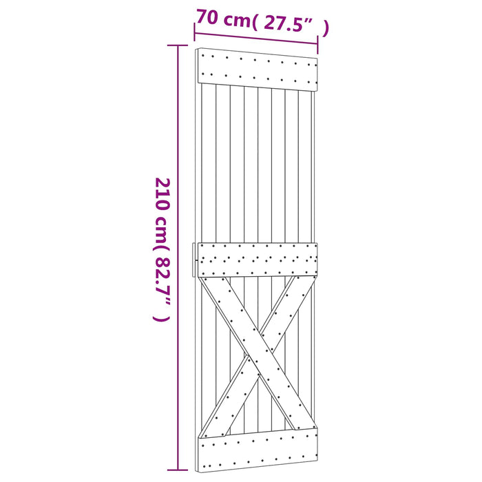 Ușă glisantă Natural și Alb 70 x 210 cm Lemn de Pin Solid WALTI