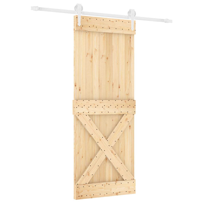Ușă glisantă Natural și Alb 80 x 210 cm Lemn de Pin Solid - WALTI WALTI