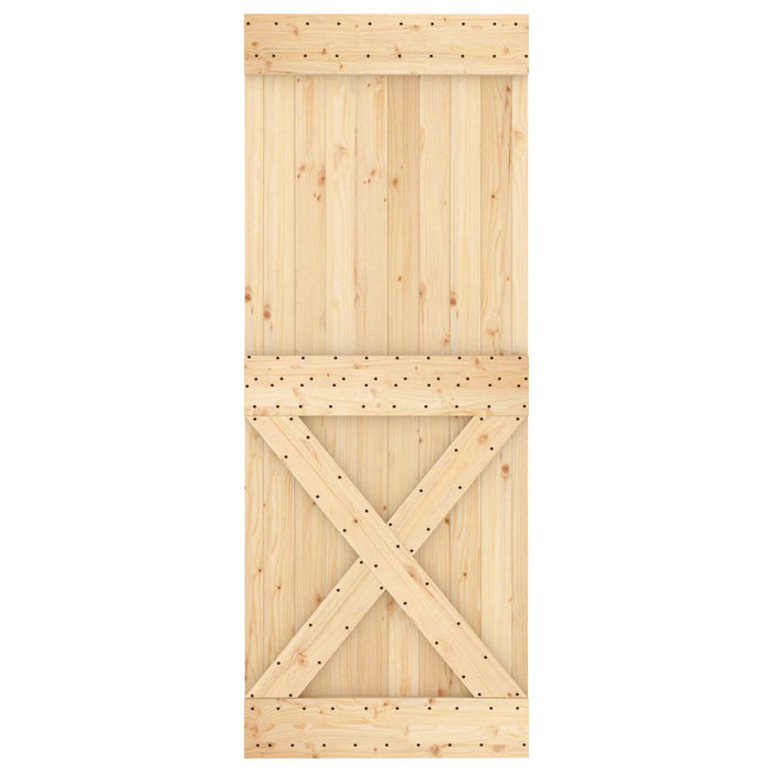Ușă glisantă Natural și Alb 80 x 210 cm Lemn de Pin Solid - WALTI WALTI