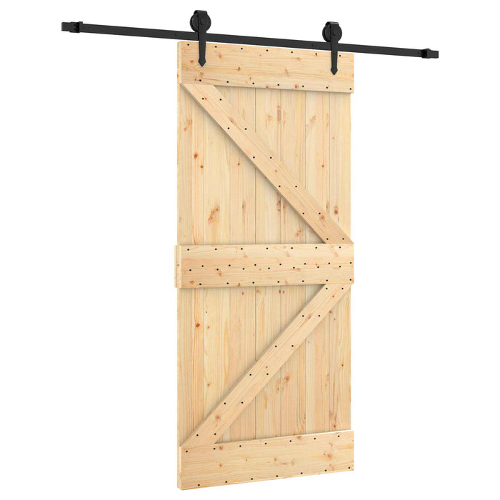 Ușă glisantă Natural și Negru 95 x 210 cm Lemn de Pin Solid - WALTI WALTI