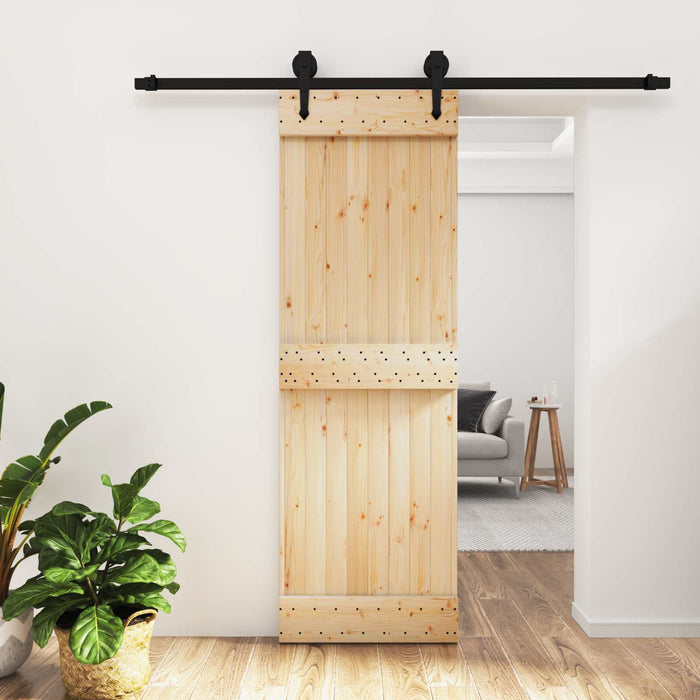 Ușă glisantă Natural și Negru 70 x 210 cm Lemn de Pin Solid WALTI