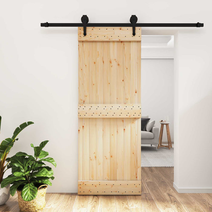 Ușă glisantă Natural și Negru 80 x 210 cm Lemn de Pin Solid WALTI