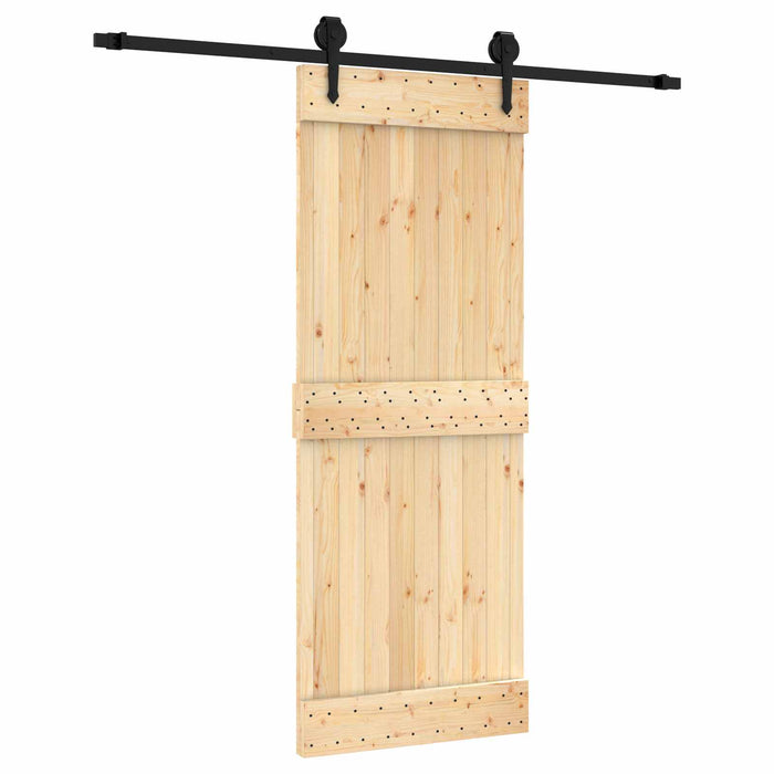 Ușă glisantă Natural și Negru 80 x 210 cm Lemn de Pin Solid WALTI