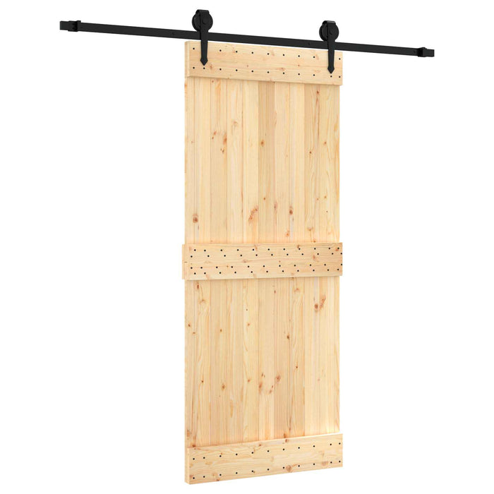 Ușă glisantă Natural și Negru 85 x 210 cm Lemn de Pin Solid WALTI