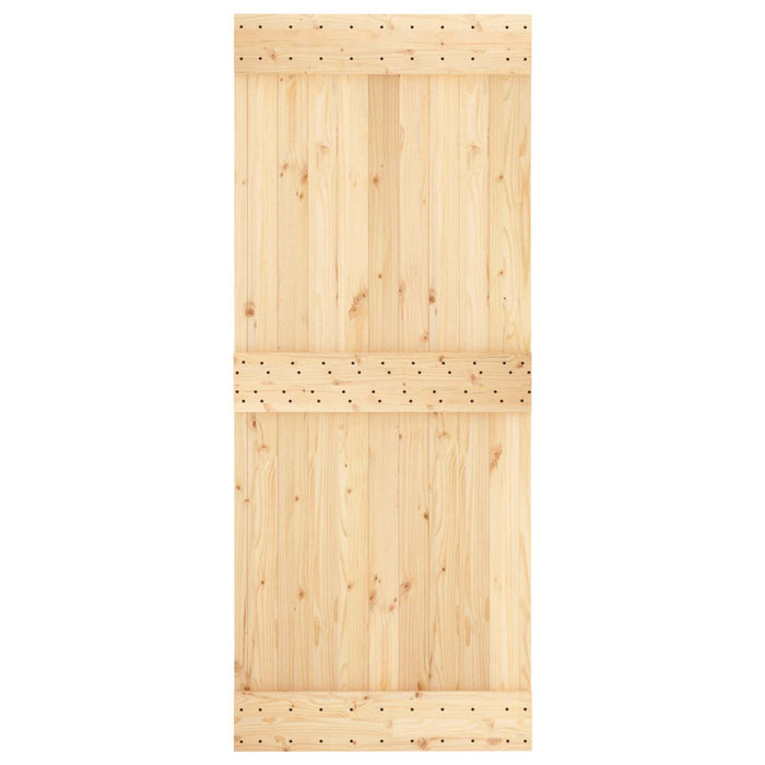 Ușă glisantă Natural și Negru 85 x 210 cm Lemn de Pin Solid WALTI