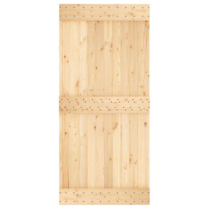 Ușă glisantă Natural și Negru 95 x 210 cm Lemn de Pin Solid WALTI