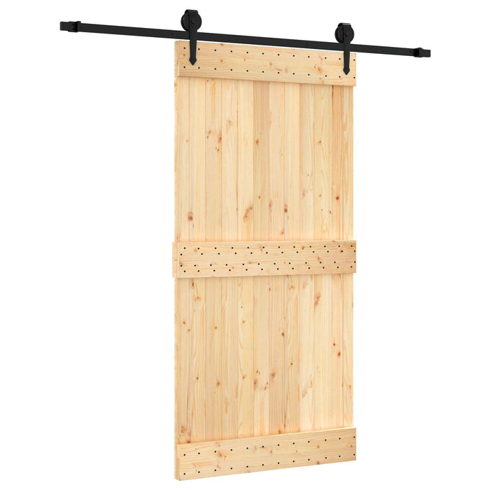 Ușă glisantă Natural și Negru 100 x 210 cm Lemn de Pin Solid WALTI