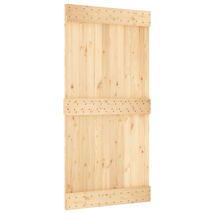 Ușă glisantă Natural și Negru 100 x 210 cm Lemn de Pin Solid WALTI
