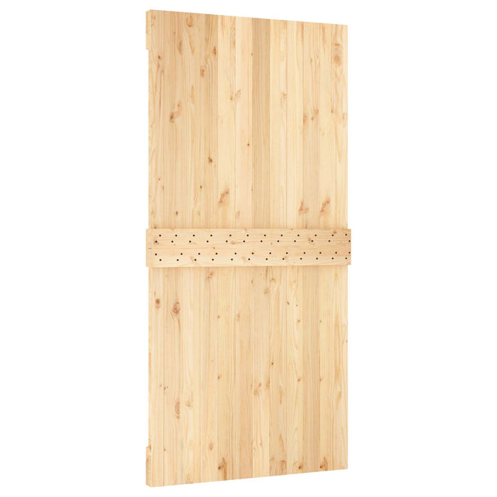 Ușă glisantă Natural și Negru 100 x 210 cm Lemn de Pin Solid WALTI