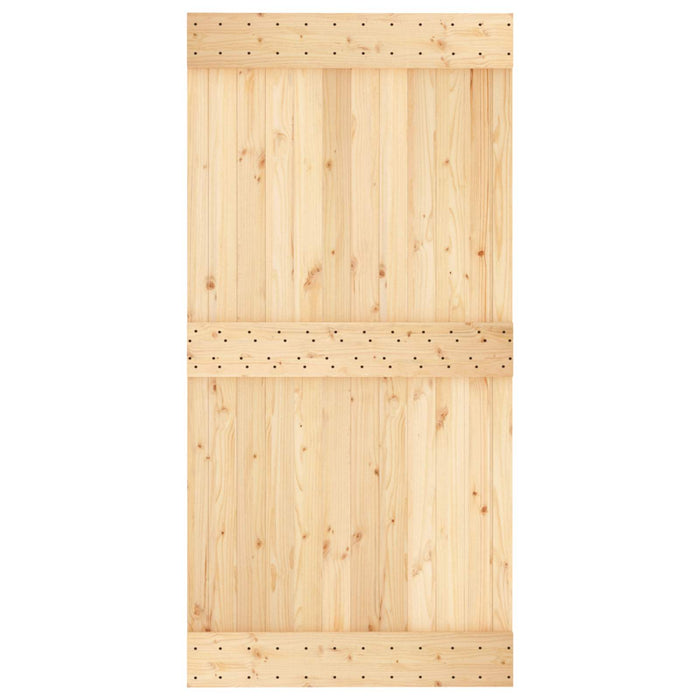 Ușă glisantă Natural și Negru 100 x 210 cm Lemn de Pin Solid WALTI
