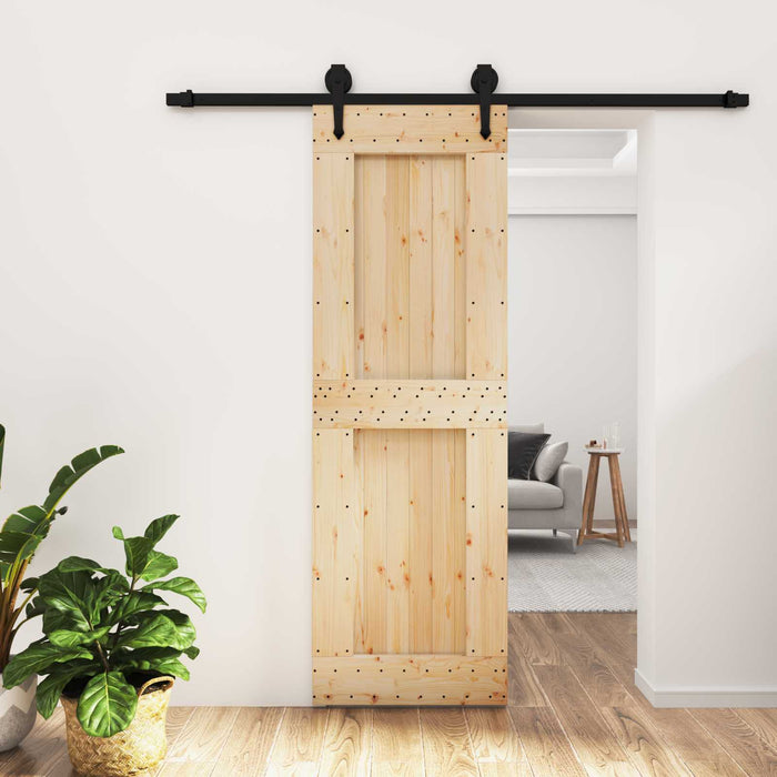 Ușă glisantă Natural și Negru 70 x 210 cm Lemn de Pin Solid WALTI