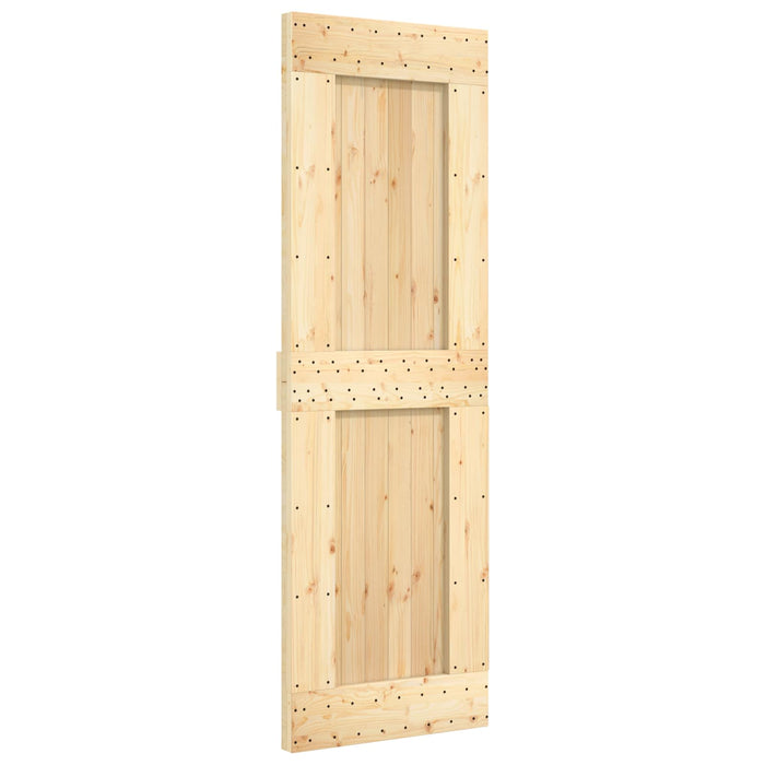 Ușă glisantă Natural și Negru 70 x 210 cm Lemn de Pin Solid WALTI