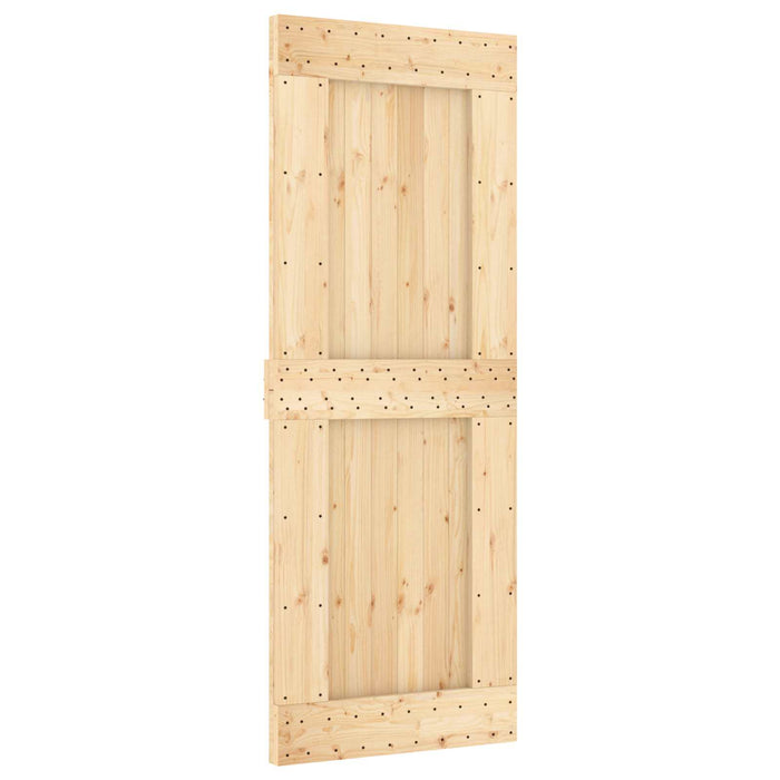 Ușă glisantă Natural și Negru 80 x 210 cm Lemn de Pin Solid WALTI