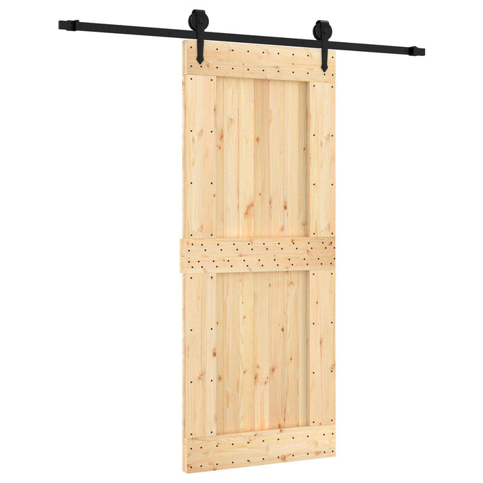 Ușă glisantă Natural și Negru 85 x 210 cm Lemn de Pin Solid WALTI