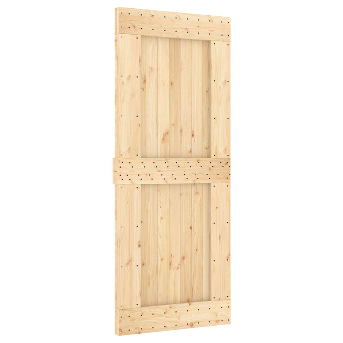 Ușă glisantă Natural și Negru 85 x 210 cm Lemn de Pin Solid WALTI