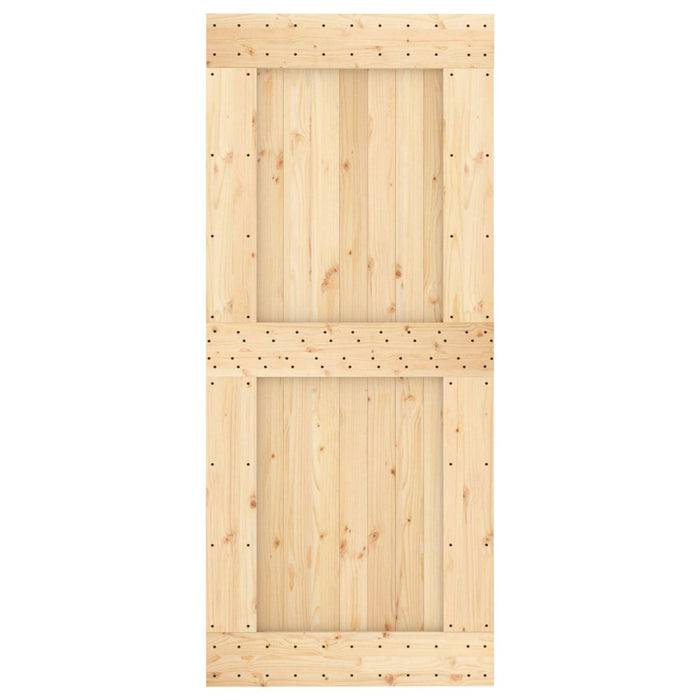 Ușă glisantă Natural și Negru 90 x 210 cm Lemn de Pin Solid WALTI
