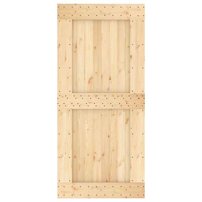 Ușă glisantă Natural și Negru 95 x 210 cm Lemn de Pin Solid WALTI