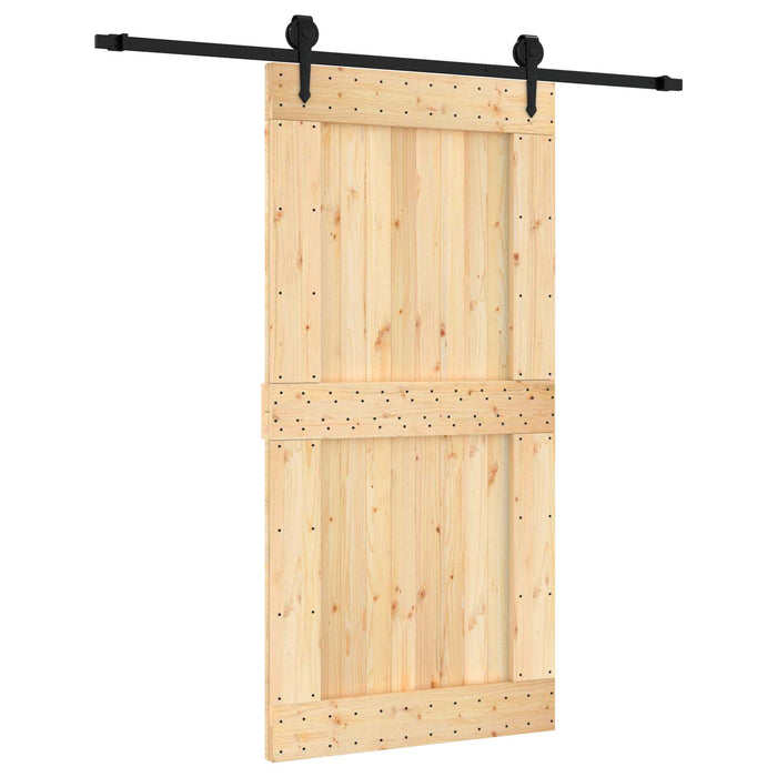 Ușă glisantă Natural și Negru 100 x 210 cm Lemn de Pin Solid WALTI