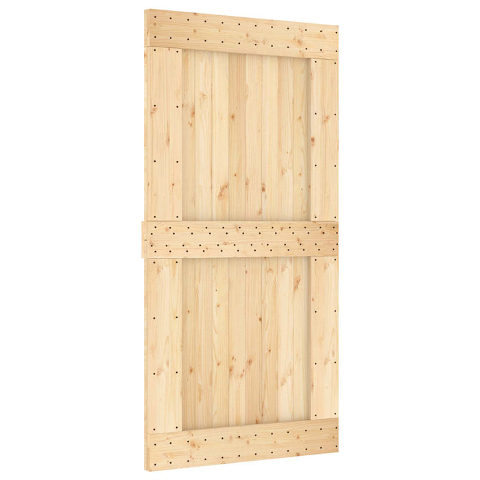 Ușă glisantă Natural și Negru 100 x 210 cm Lemn de Pin Solid WALTI