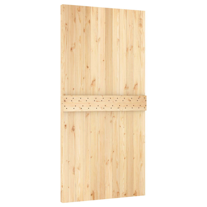Ușă glisantă Natural și Negru 100 x 210 cm Lemn de Pin Solid WALTI