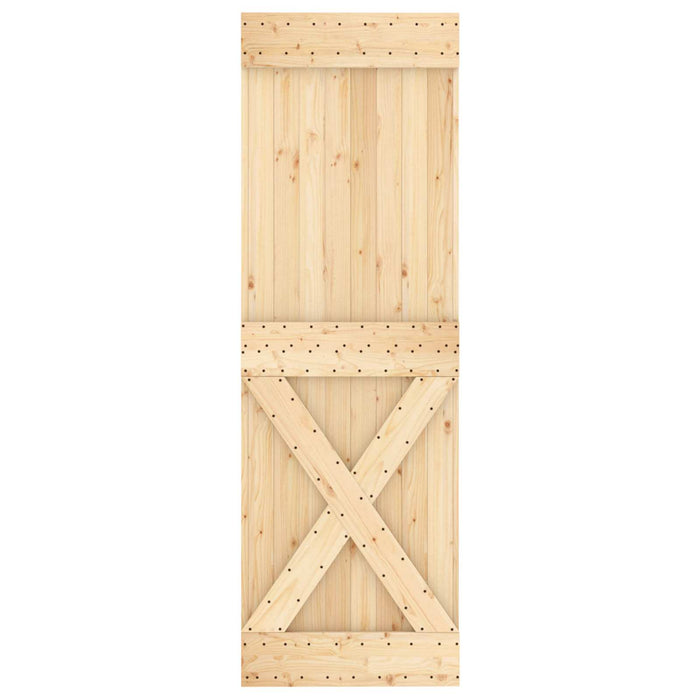 Ușă glisantă Natural și Negru 70 x 210 cm Lemn de Pin Solid WALTI
