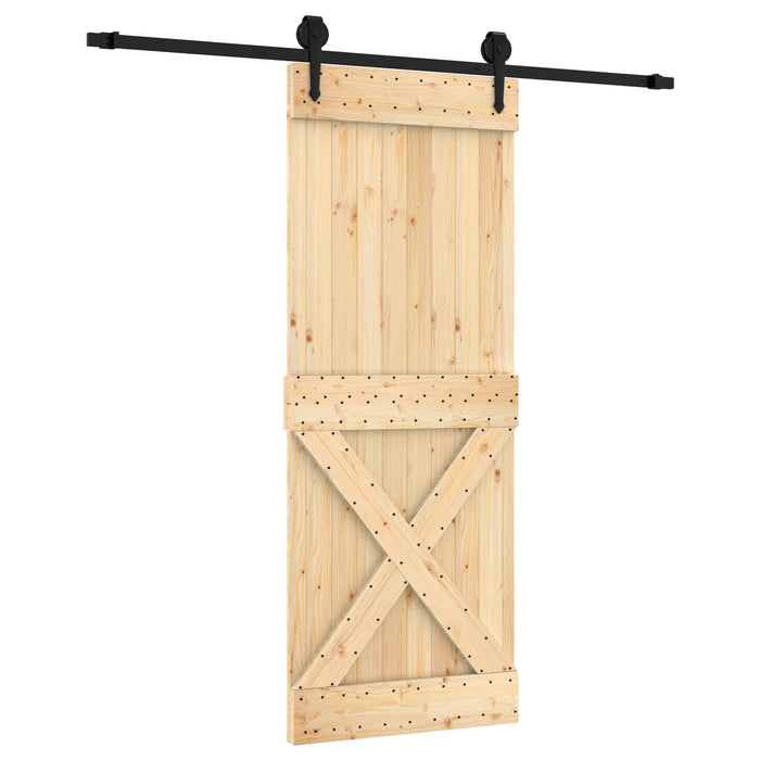 Ușă glisantă Natural și Negru 80 x 210 cm Lemn de Pin Solid - WALTI WALTI