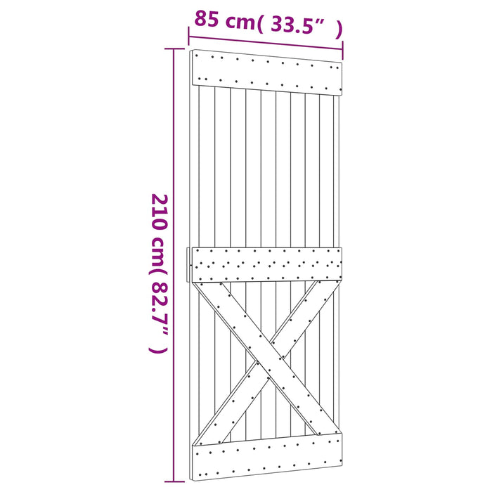 Ușă glisantă Natural și Negru 85 x 210 cm Lemn de Pin Solid WALTI
