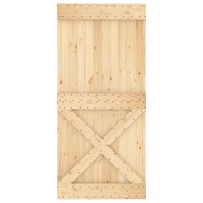 Ușă glisantă Natural și Negru 95 x 210 cm Lemn de Pin Solid WALTI