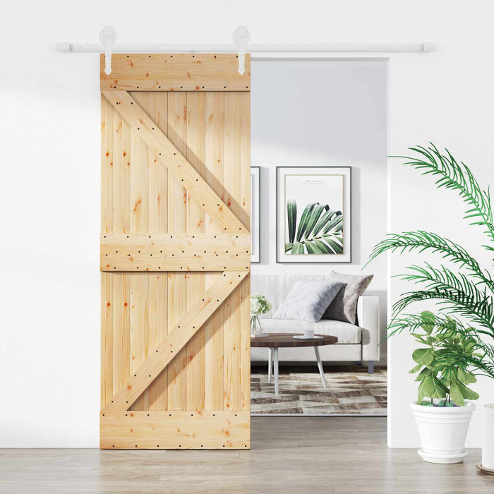 Ușă glisantă Natural și Alb 85 x 210 cm Lemn de Pin Solid - WALTI WALTI