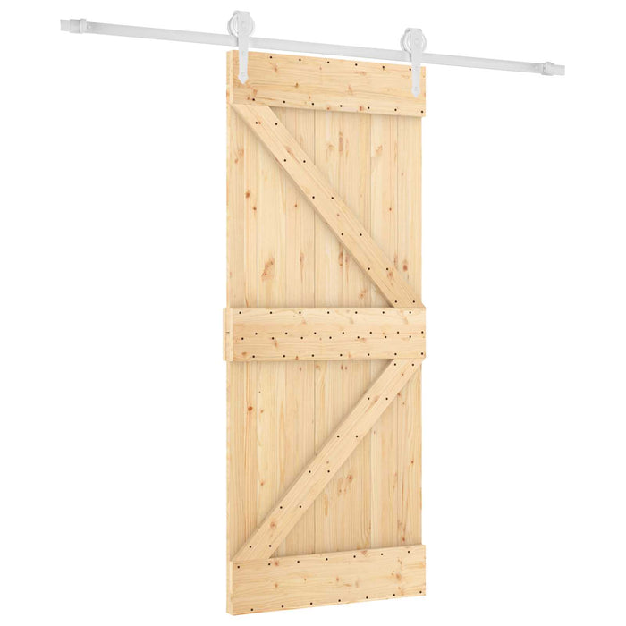Ușă glisantă Natural și Alb 85 x 210 cm Lemn de Pin Solid - WALTI WALTI