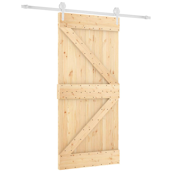 Ușă glisantă Natural și Alb 95 x 210 cm Lemn de Pin Solid - WALTI WALTI