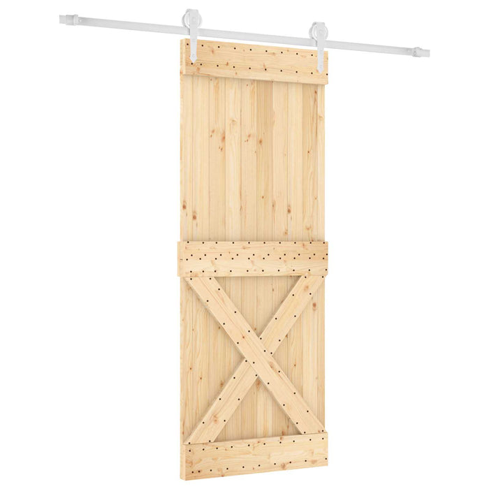 Ușă glisantă Natural și Alb 90 x 210 cm Lemn masiv de pin WALTI
