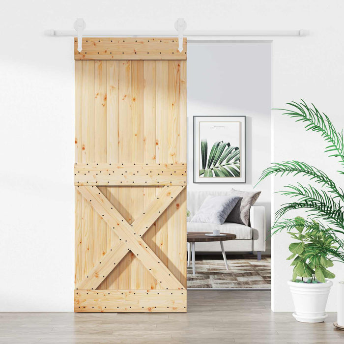 Ușă glisantă Natural și Alb 100 x 210 cm Lemn masiv de pin - WALTI WALTI