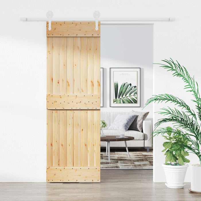 Ușă glisantă Natural și Alb 70 x 210 cm Lemn de Pin Solid WALTI