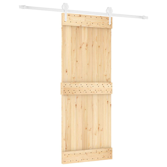 Ușă glisantă Natural și Alb 80 x 210 cm Lemn de Pin Solid - WALTI WALTI