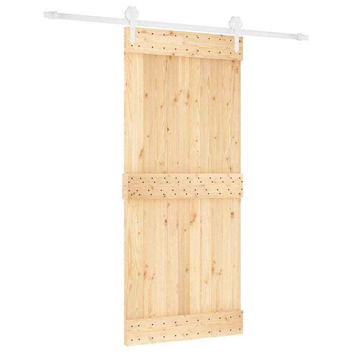 Ușă glisantă Natural și Alb 90 x 210 cm Lemn de Pin Solid - WALTI WALTI