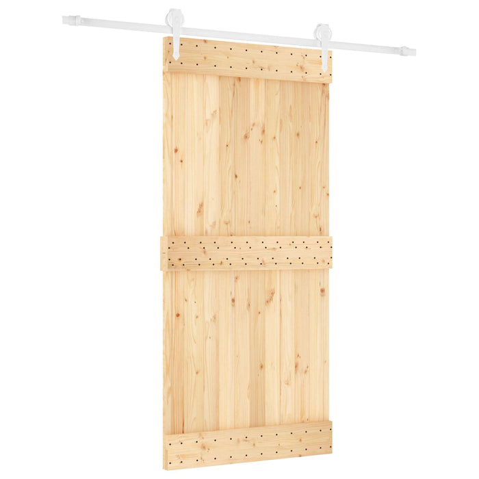 Ușă glisantă Natural și Alb 95 x 210 cm Lemn de Pin Solid - WALTI WALTI