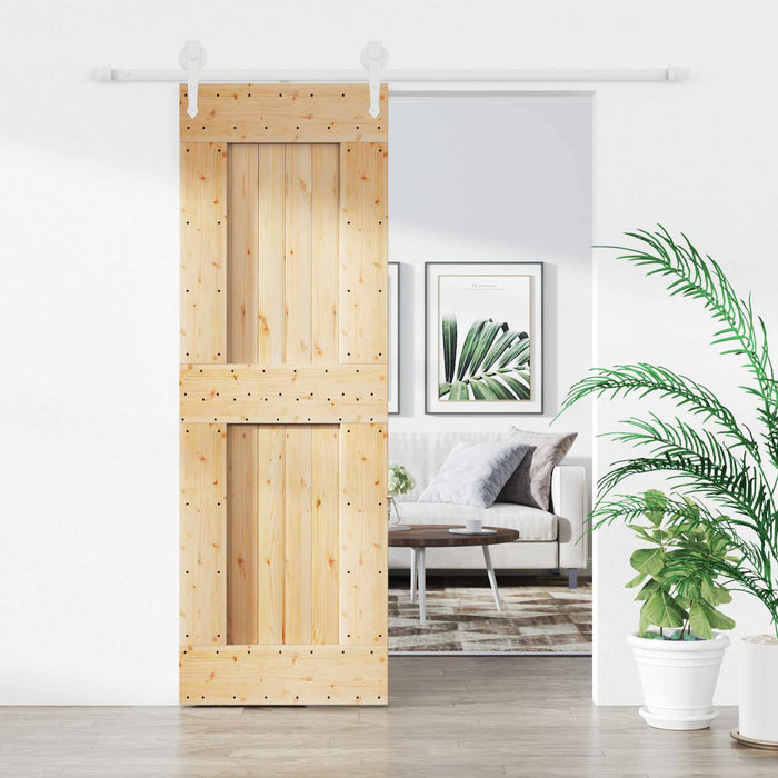 Ușă glisantă Natural și Alb 70 x 210 cm Lemn de Pin Solid - WALTI WALTI