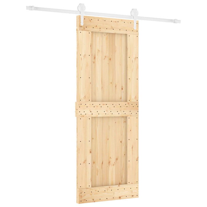 Ușă glisantă Natural și Alb 80 x 210 cm Lemn de Pin Solid WALTI
