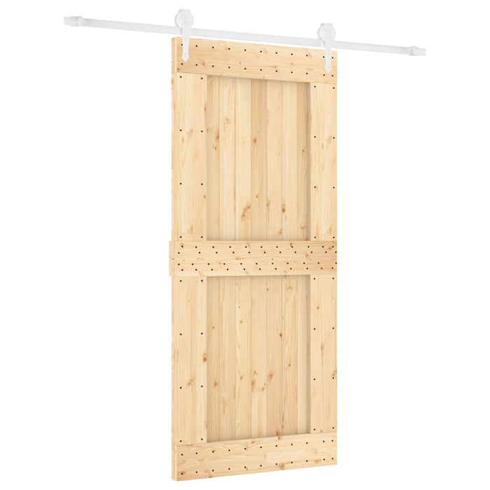 Ușă glisantă Natural și Alb 90 x 210 cm Lemn de Pin Solid - WALTI WALTI