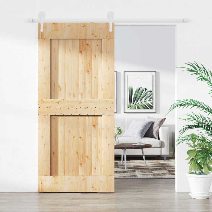 Ușă glisantă Natural și Alb 95 x 210 cm Lemn de Pin Solid - WALTI WALTI