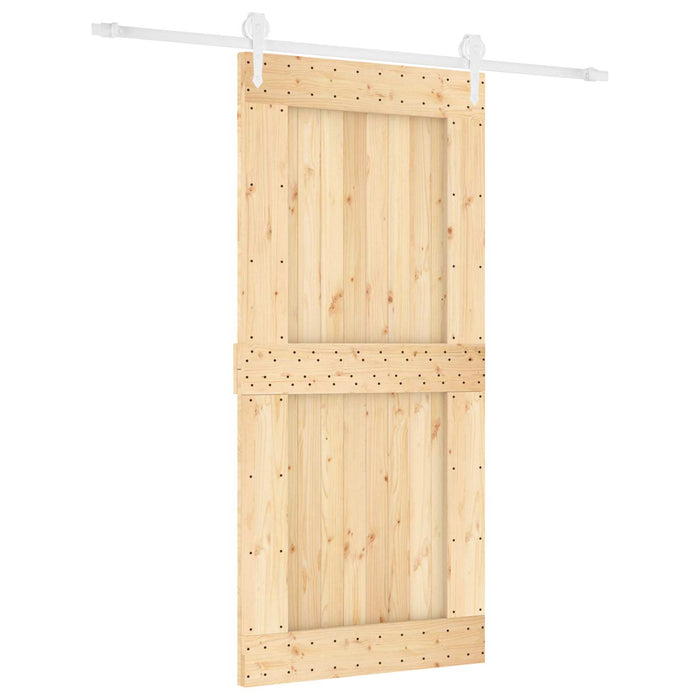 Ușă glisantă Natural și Alb 95 x 210 cm Lemn de Pin Solid - WALTI WALTI