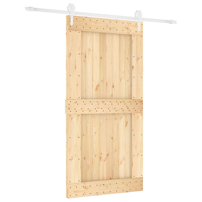 Ușă glisantă Natural și Alb 100 x 210 cm Lemn de Pin Solid - WALTI WALTI