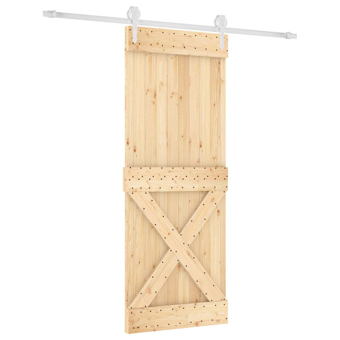 Ușă glisantă Natural și Alb 80 x 210 cm Lemn de Pin Solid - WALTI WALTI