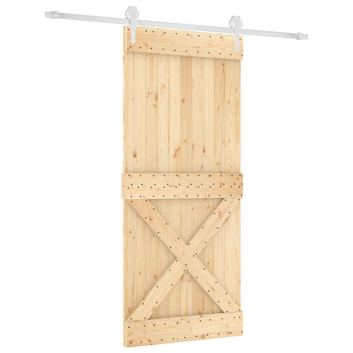 Ușă glisantă Natural și Alb 90 x 210 cm Lemn de Pin Solid WALTI