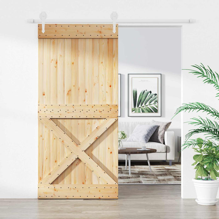 Ușă glisantă Natural și Alb 95 x 210 cm Lemn de Pin Solid - WALTI WALTI